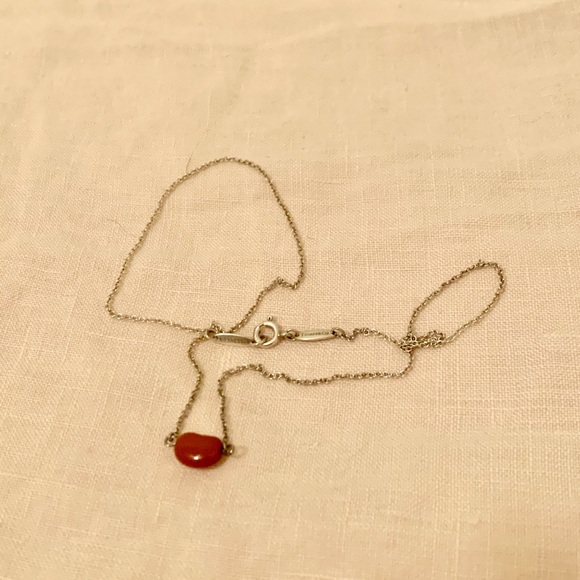 Red Bean Necklace Sterling Silver 